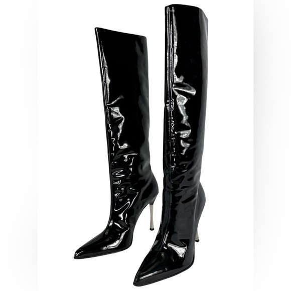 Gucci Tom Ford Patent Leather Boots Black 38 - Picture 1 of 4